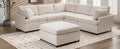 Modern Large U Shape Sectional Sofa, With Removable Ottomans For Living Room 6 Seater Beige Polyester 6 Seat