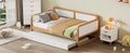 Twin Size Solid Wood Daybed With Trundle For Limited Space Kids, Teens, Adults, No Need Box Spring, Walnut And White Box Spring Not Required Twin White Walnut Wood Bedroom Modern Pine Daybeds Wood