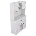 Coffee Bar Cabinet Kitchen Cabinet With Storage, Farmhouse Wine Cabinet With Drawers Shelves And Cabinets, Buffet Cabinet Wine & Glass Racks For Dining Room, White Off White Particle Board Mdf