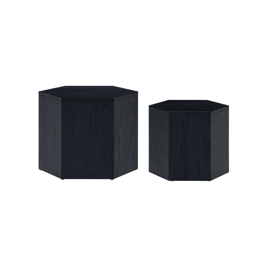 Coffee Tables,Mdf With Ash Oak Walnut Veneer Side Table Coffee Table End Table Nesting Table Set Of 2 For Living Room,Office,Bedroom,Black Oak, 2Colors Black Primary Living Space Modern Coffee & End Tables Mdf