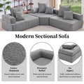 Oversized Modular L Shaped Sectional Sofa,Luxury Boucle Floor Couch Set,Convertible Sleeper Couch,Spacious Foam Filled Sofa Bed For Living Room,3 Pc Free Combination,2 Colors Gray Boucle 5 Seat