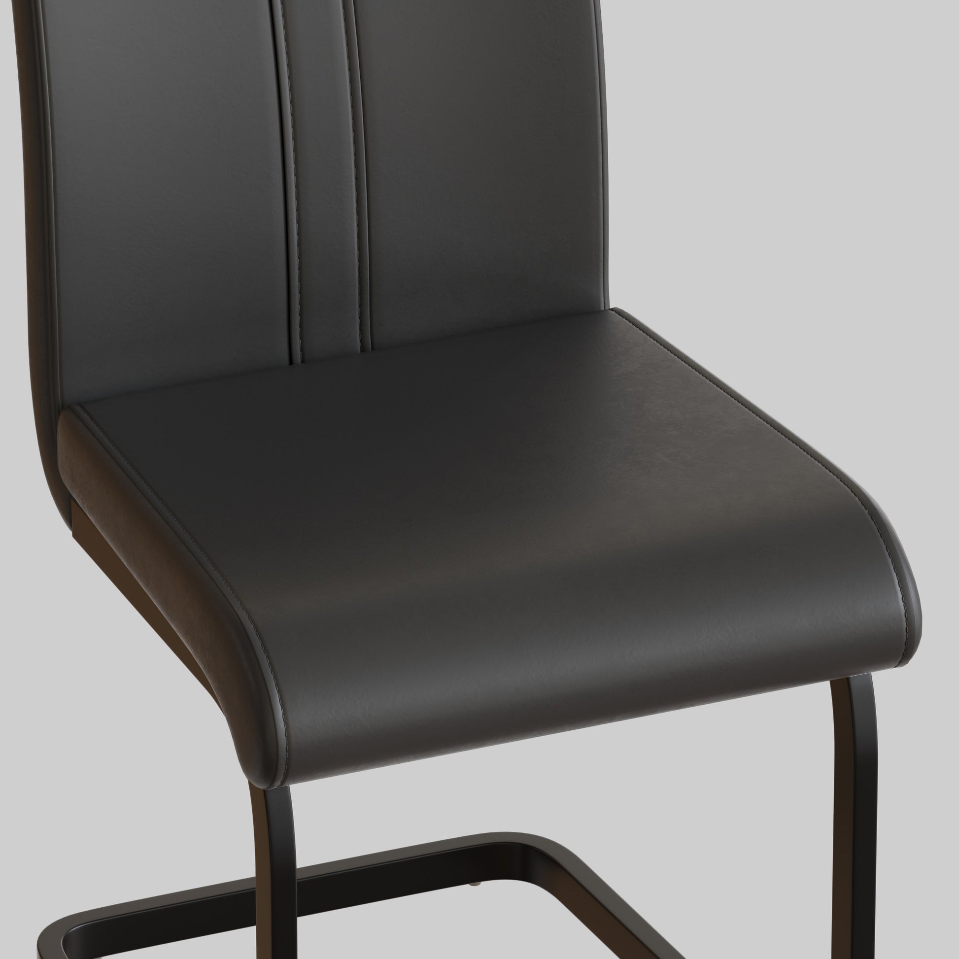 Modern Dining Chairs,Pu Faux Leather High Back Upholstered Side Chair With C Shaped Tube. Black Metal Legs For Dining Room Kitchen Vanity Patio Club Guest Office Chair Set Of 2 Grey Pu Grey Foam Pu