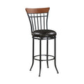 Swivel Pub Height Chair Black Metal Frame 1Pc Faux Leather Upholstery Seat Dining Furniture, Bar Chair Black Dining Room Metal