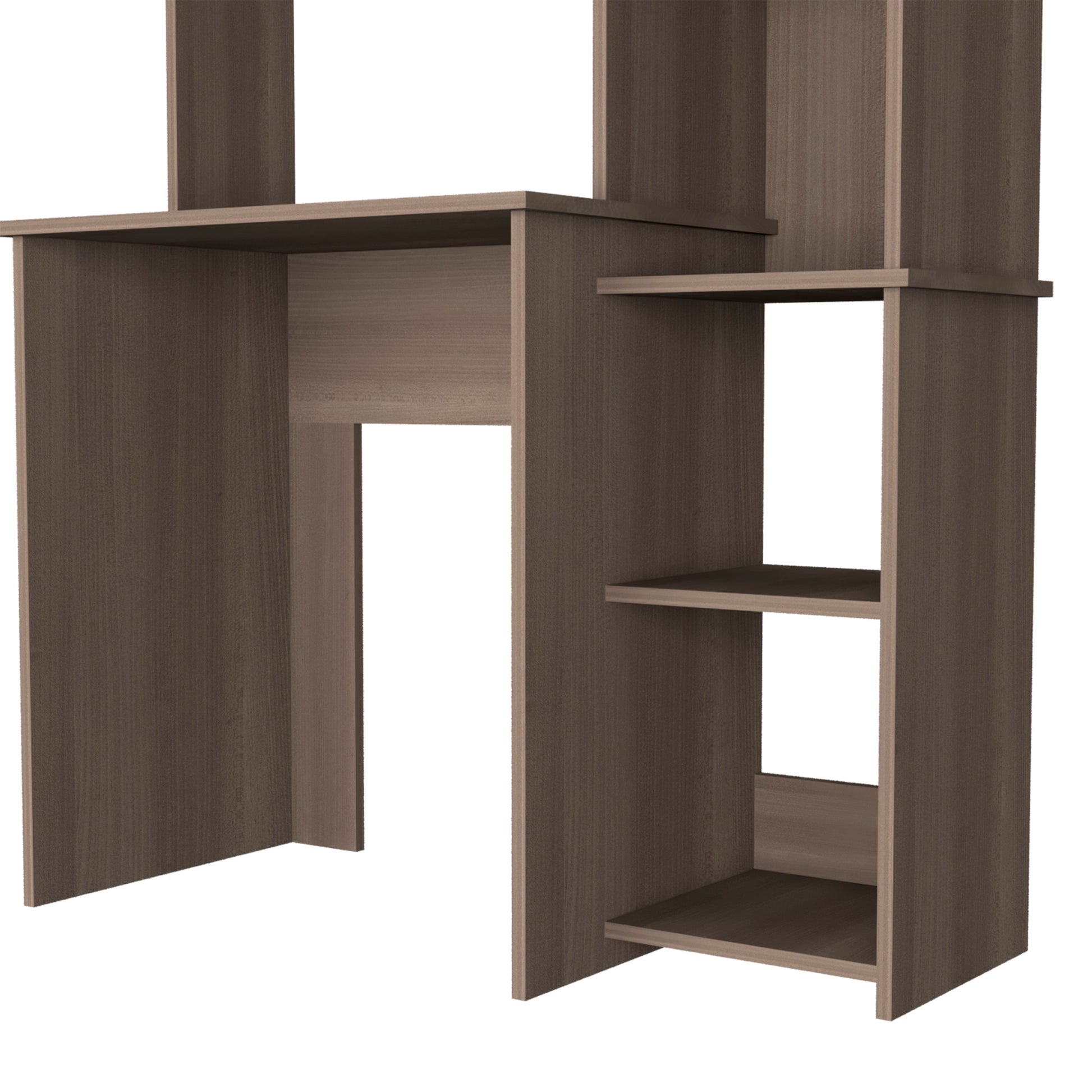 Aramis Desk, Five Shelves, Two Superior Shelves, Smokey Oak Gray Particle Board Particle Board