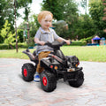 Qaba Kids Atv, 6V 4 Wheeler Kids Quad Car, Battery Powered Electric Ride On Toy With Music For Boys & Girls Ages 2 6 Years, Black Black Plastic