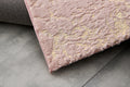 Luxury Machine Washable Dust Pink Abstract Gold Gilded Chinchilla Faux Fur Area Rug Dusty Rose Polyester