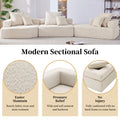 Oversized Modular Sectional Sofa,Luxury Boucle Floor Couch Set,Convertible Sleeper Couch,Spacious Foam Filled Sofa Bed For Living Room,3 Pc Free Combination,2 Colors Beige Boucle 5 Seat