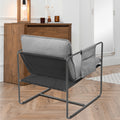 2 Sets 1 Case, Upholstered Hanging Armchair With Arm Pocket Metal Frame, Crushed Foamcushions And Skin Friendly Braid For Living Room And Bedroom. Grey Color Grey Foam Polyester