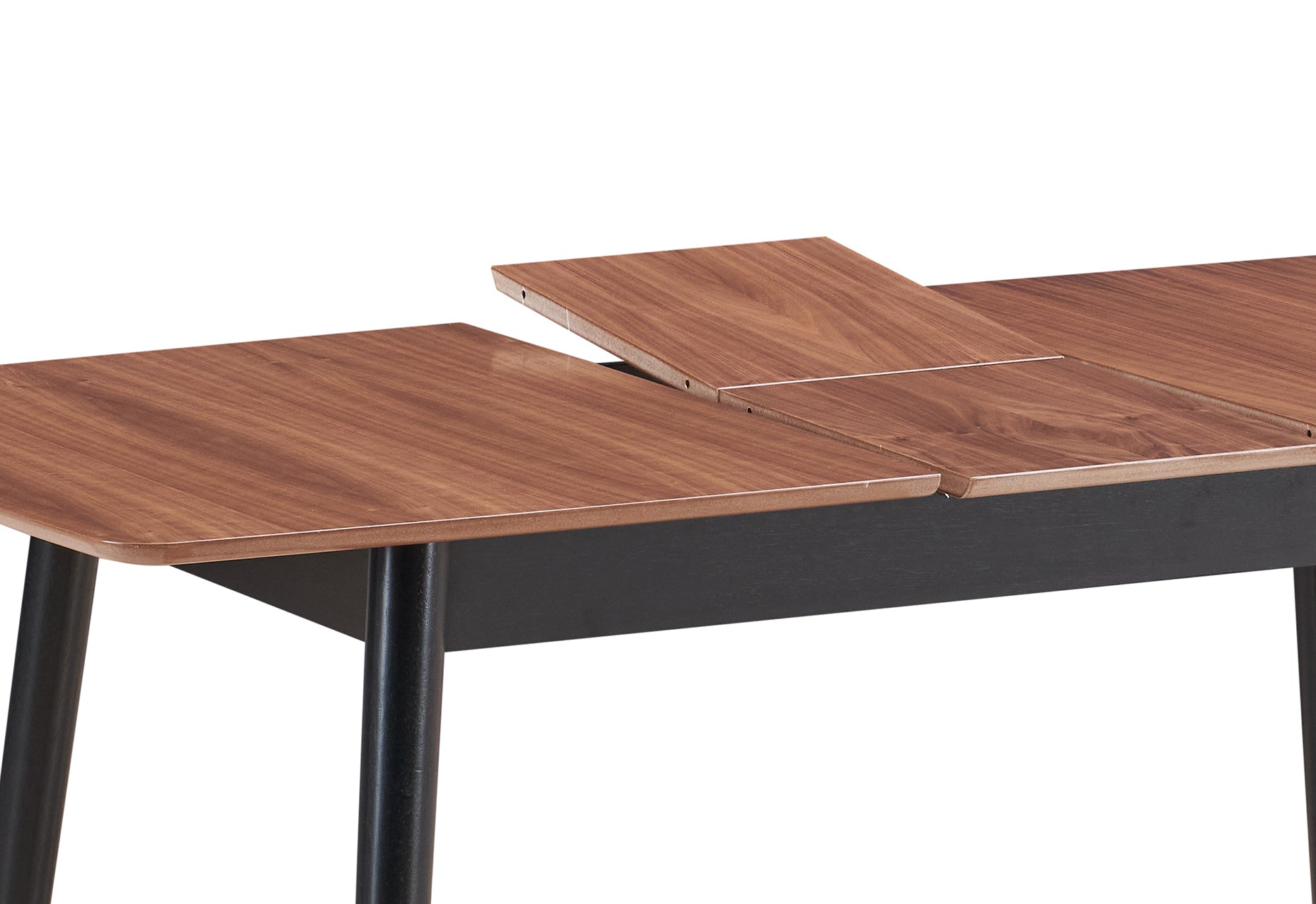 Natural And Black Dining Table With Bufferfly Extension Leaf Natural Black Seats 6 Dining Room Mid Century Modern Rectangular Wood