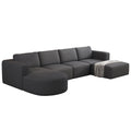 133.84*70.86 Modular Sectional Sofa Sleeper Couch, Sectional Sofa With Chaise And Ottoman, Convertible U Shaped Modular Sofa Set. Compressed Sponge, Dark Grey. Combo 2A B C D Dark Grey Primary Living Space Soft Minimalist,Modern Foam Spring 6 Seat