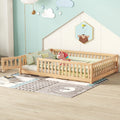 Full Size Bed Floor Bed With Safety Guardrails And Door For Kids, Natural Old Sku: W158090693 Full Natural Pine