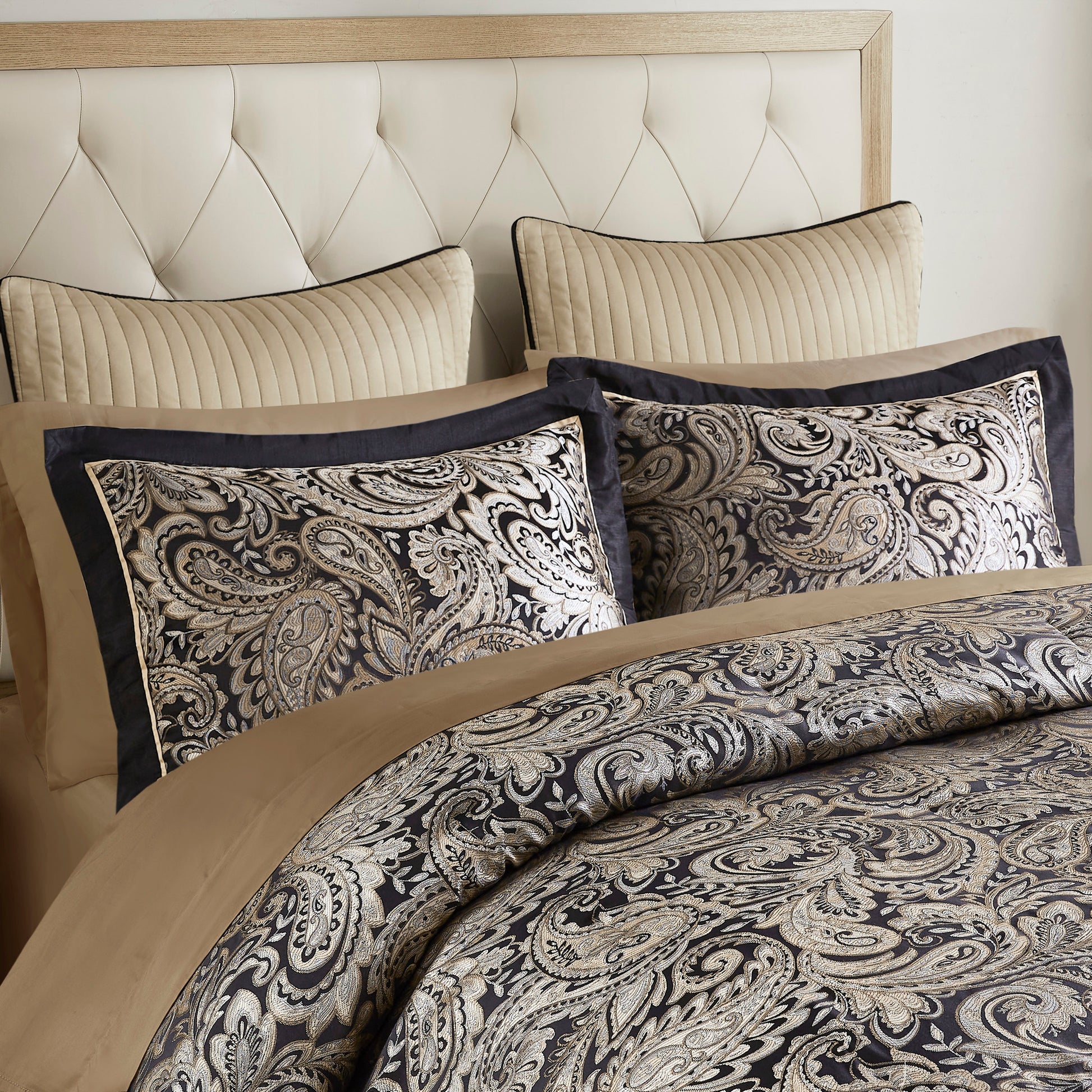 12 Piece Comforter Set With Cotton Bed Sheets Black King King Black Cotton