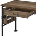 Endang Weathered Oak & Black Finish Writing Desk Black,Oak Metal,Synthetic Wood