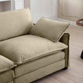 Oversized Modular Cushioned Sofa,With 3 Ottomans To Work As Sleeper Sofa Beds, 3 Seater Sofa With 3 Footstools,Tan Corduroy Fabric Tan Corduroy 3 Seat