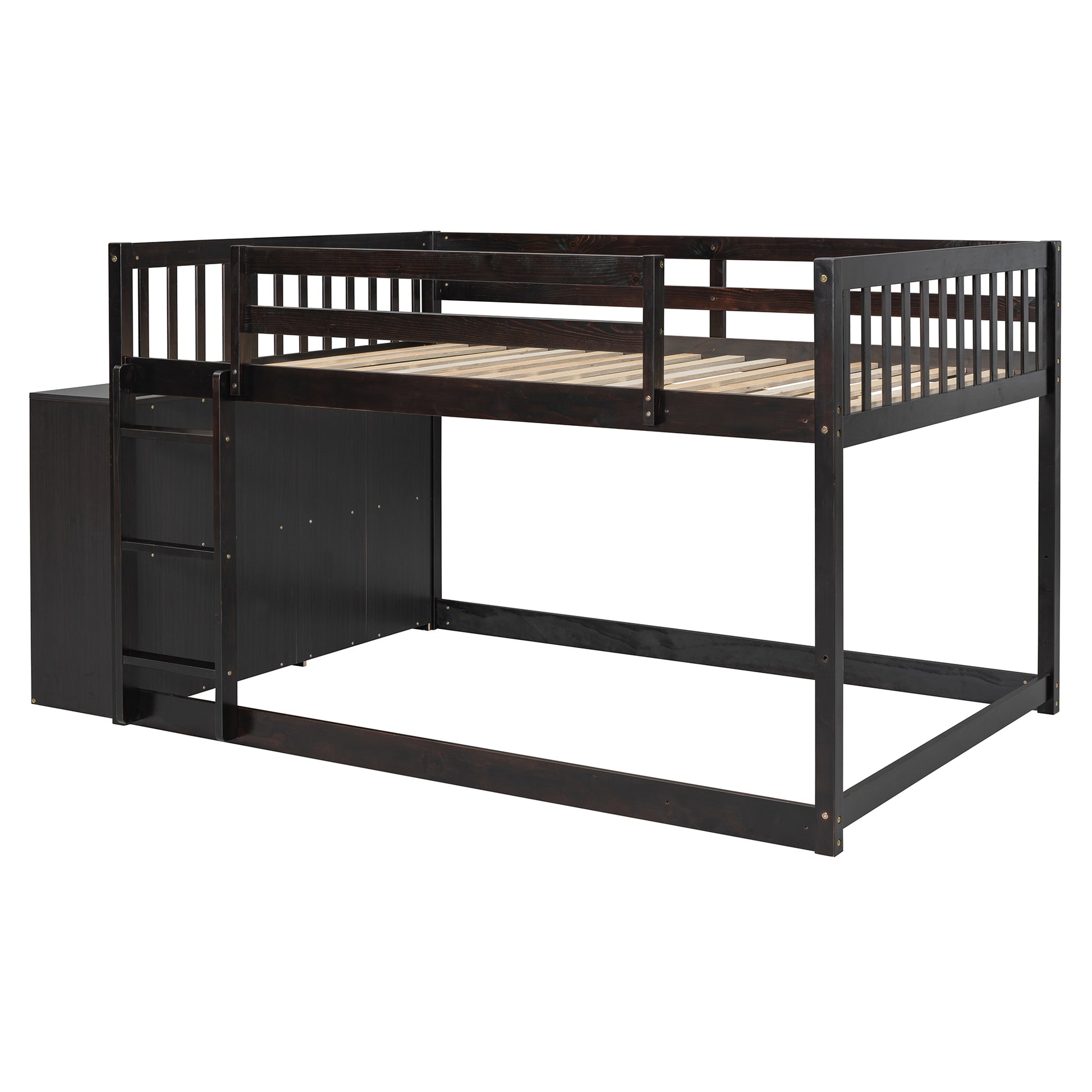 Full Over Full Bunk Bed With 4 Drawers And 3 Shelves Espresso Full Espresso Solid Wood