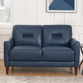 Mavis Leather Loveseat Navy Memory Foam Genuine Leather