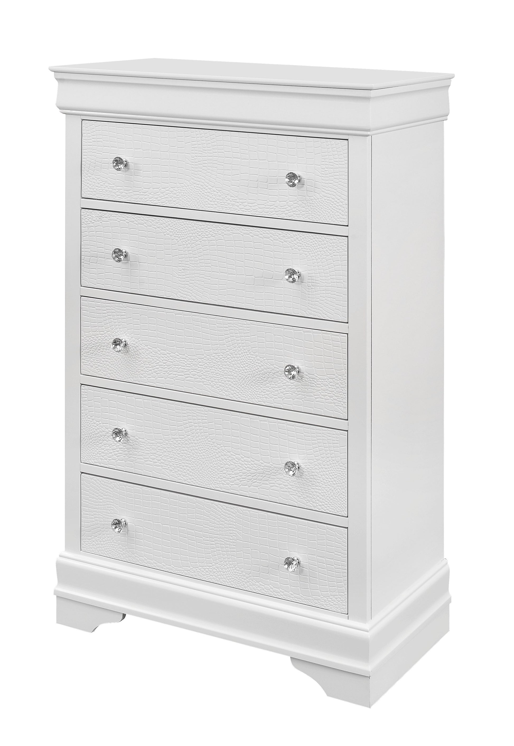 Shaker Crocodile Metallic White Chest White Solid Wood Mdf