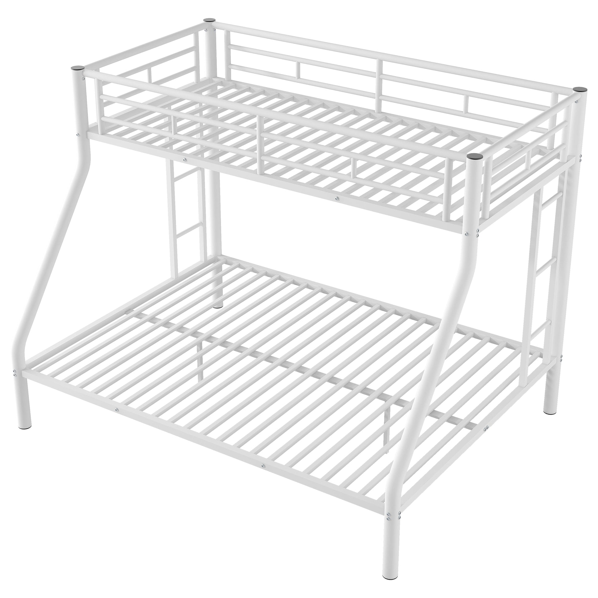 Twin Xl Over Queen Metal Bunk Bed With Ladder And Guardrails, White Expected Arrival Time: 9.7 Box Spring Not Required Twin Xl White Metal Metal