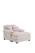 56.3 Inch Corduroy Single Sofa With 2 Toss Pillows And A Ottoman ,Comfy Sofa Deep Seat Couch For Living Room White Foam 1 Seat