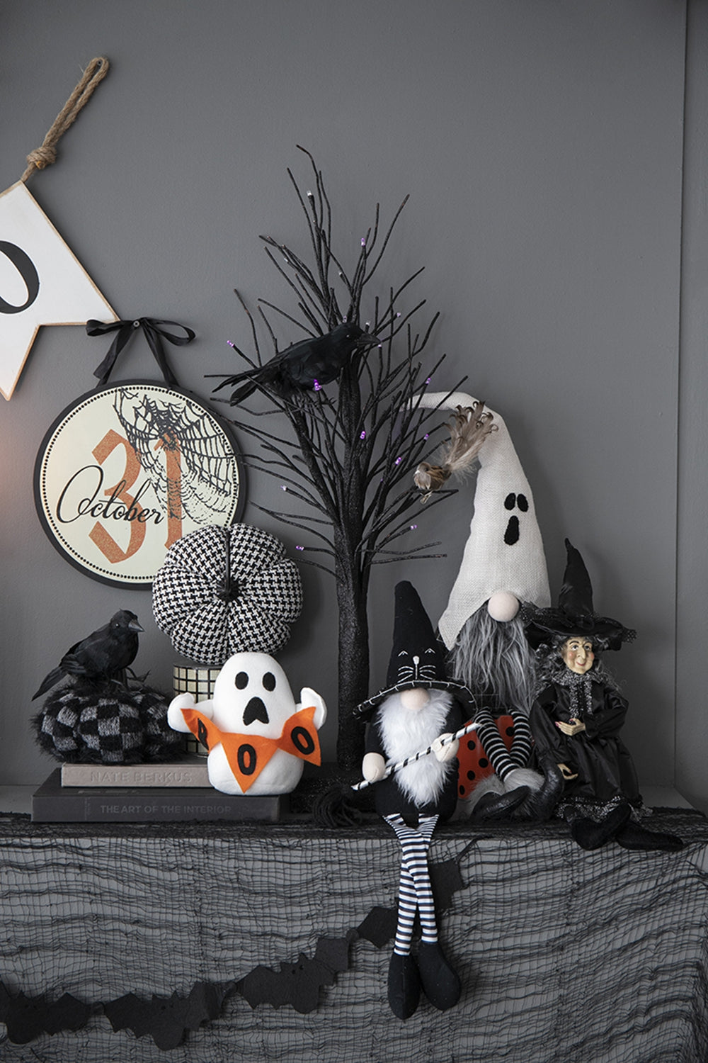 Set Of 3 19"H Halloween Witch Decor, Purple Orange Black Black,Orange,Purple Polyester