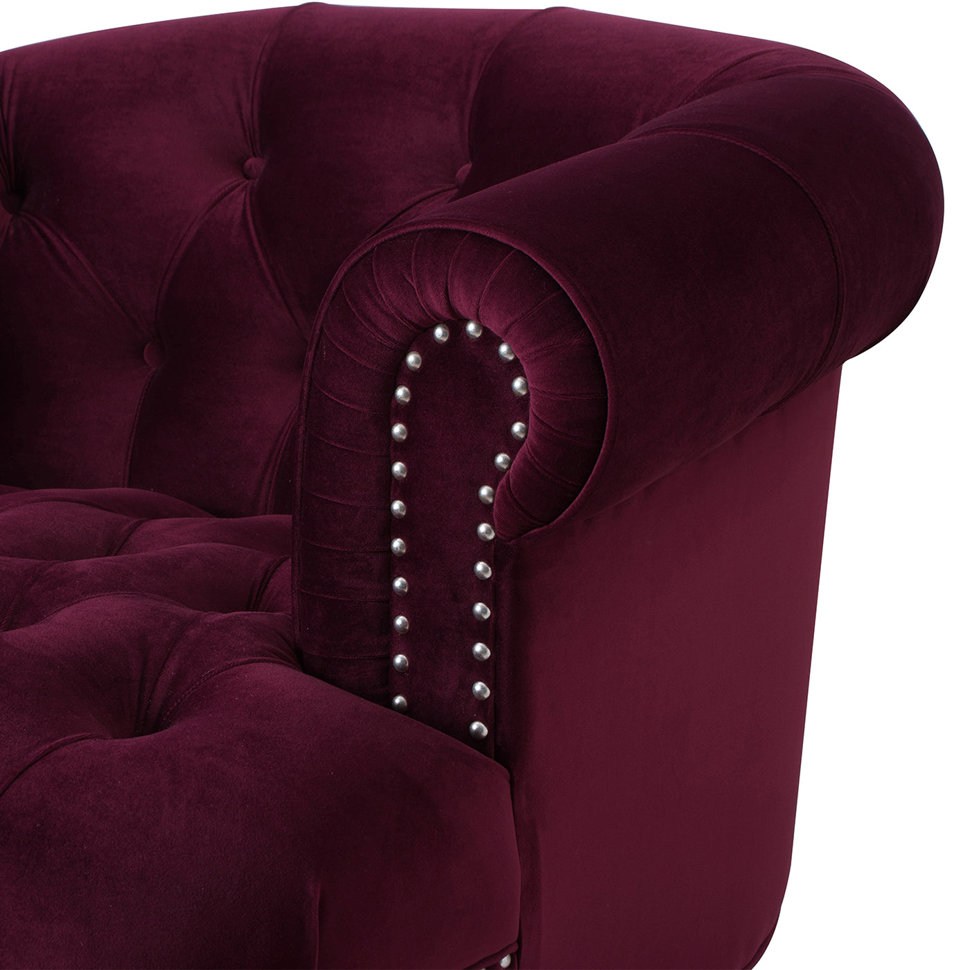 La Rosa Victorian Tufted Upholstered Accent Chair, Burdy Velvet Burgundy Foam Velvet