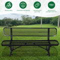 6 Ft. Outdoor Steel Bench With Backrest In Black Black Carbon Steel