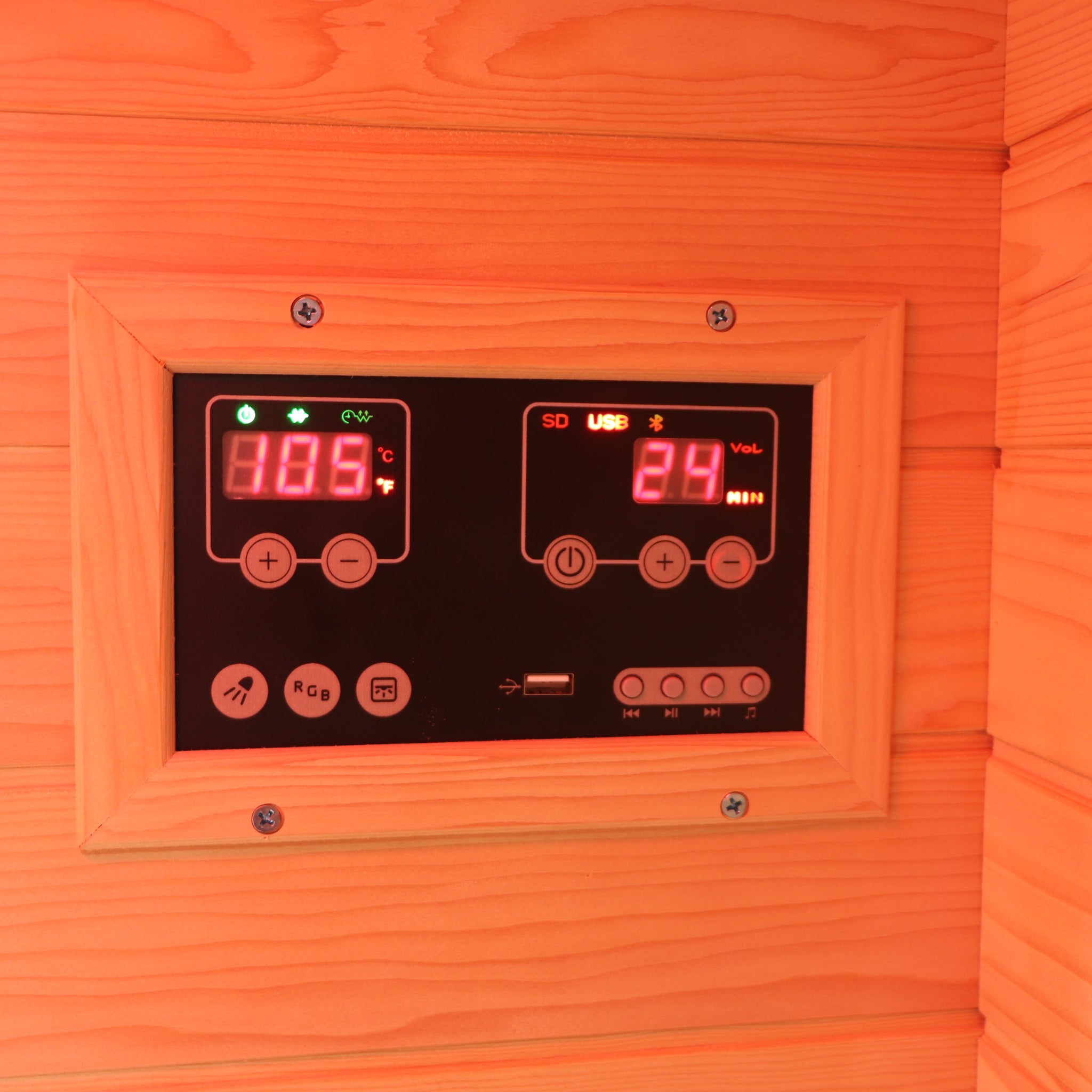 1 To 2 Person Hemlock Wood Low Emf Far Infrared Sauna For Home With Led Control Panel And Tempered Glass Door Natural Wood Wood Metal