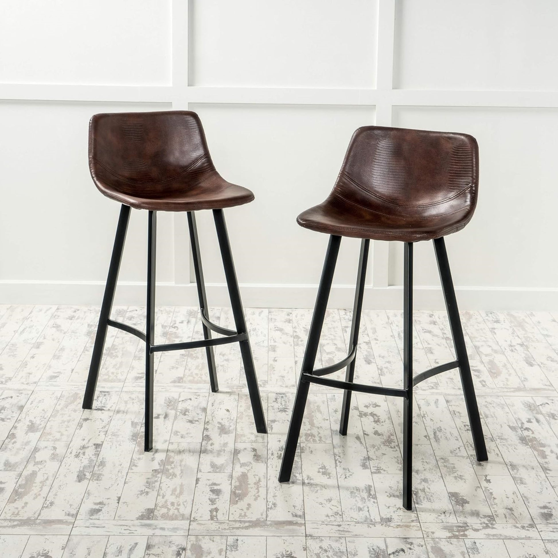 Set Of 2 30" Dax Faux Leather Barstool Brown Brown Set Of 2 Pu