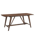 Modern Design 1Pc Dining Table Brown Finish Wooden Dining Kitchen Furniture Brown Mix Seats 6 Dining Room Modern Wood