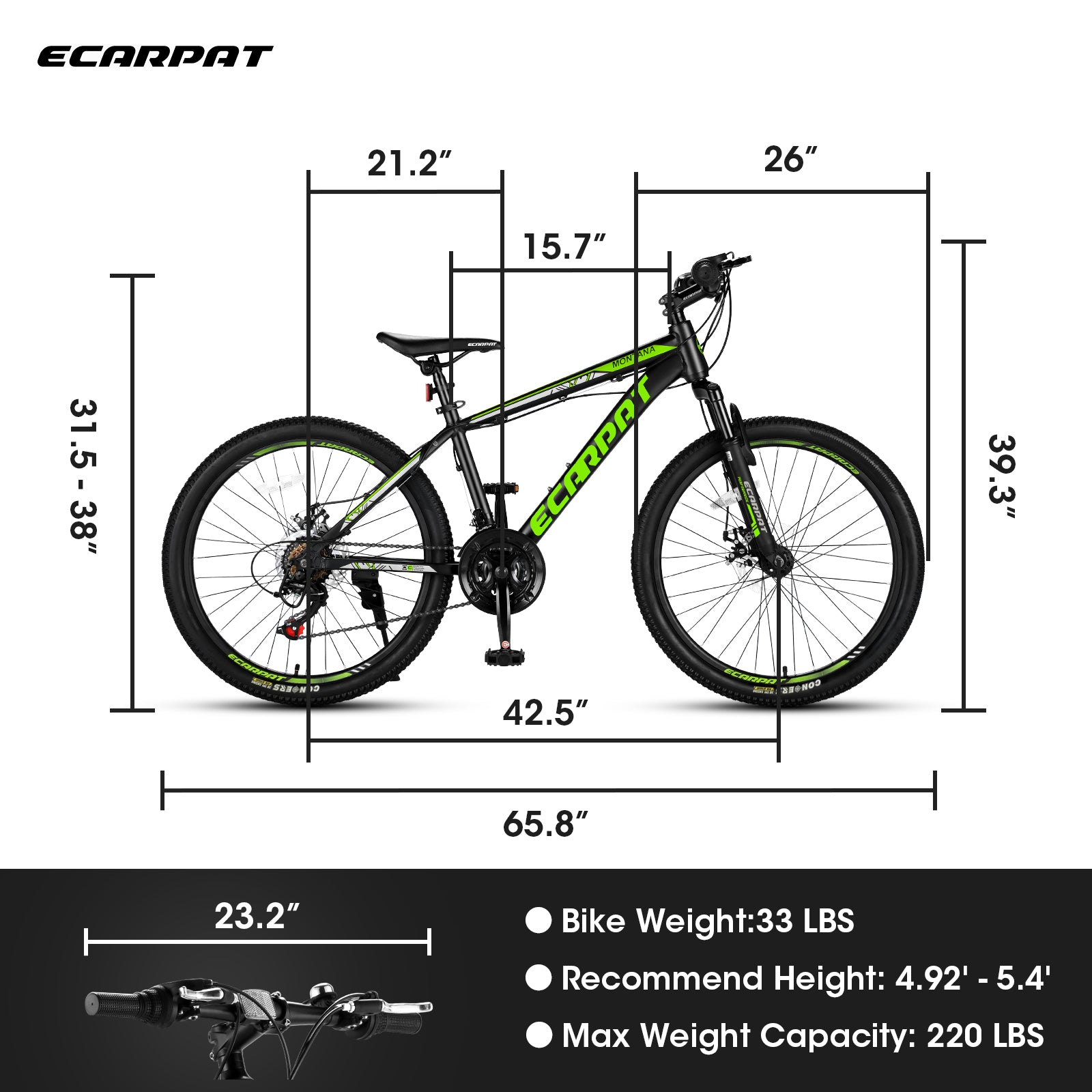 A24299 24 Inch Mountain Bike Bicycle For Adults Aluminium Frame Bike Shimano 21 Speed With Disc Brake Black Aluminium