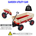 Outdoor Wagon All Terrain Pulling W Wood Railing Air Tires Children Kid Garden Red Steel