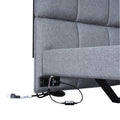 Full Size Upholstered Platform Bed With Led Lights,Usb Ports And Outlets,Linen Fabric,Gray Full Gray Wood Metal