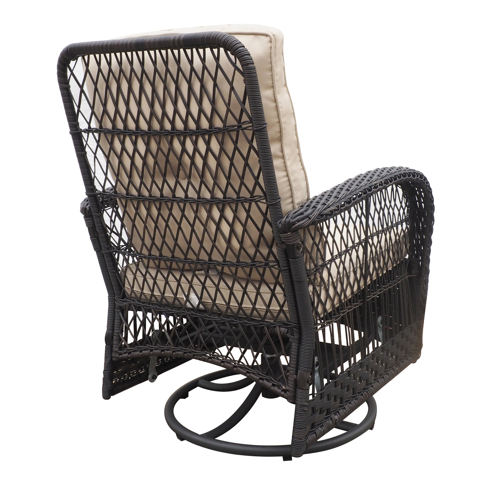 3 Pieces Conversation Set, Outdoor Wicker Rocker Swivel Patio Bistro Set, Rocking Chair With Glass Top Side Table,Khaki Yes Complete Patio Set Khaki Brown Seats 2 Weather Resistant Frame Garden & Outdoor Retro,Vintage Complete Patio Sets Hdpe Metal