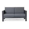 Acacia Wood Outdoor Loveseat And Coffee Table Set With Cushions, Dark Gray Yes Grey Seats 4 Sofa Seating Groups Foam Acacia Wood