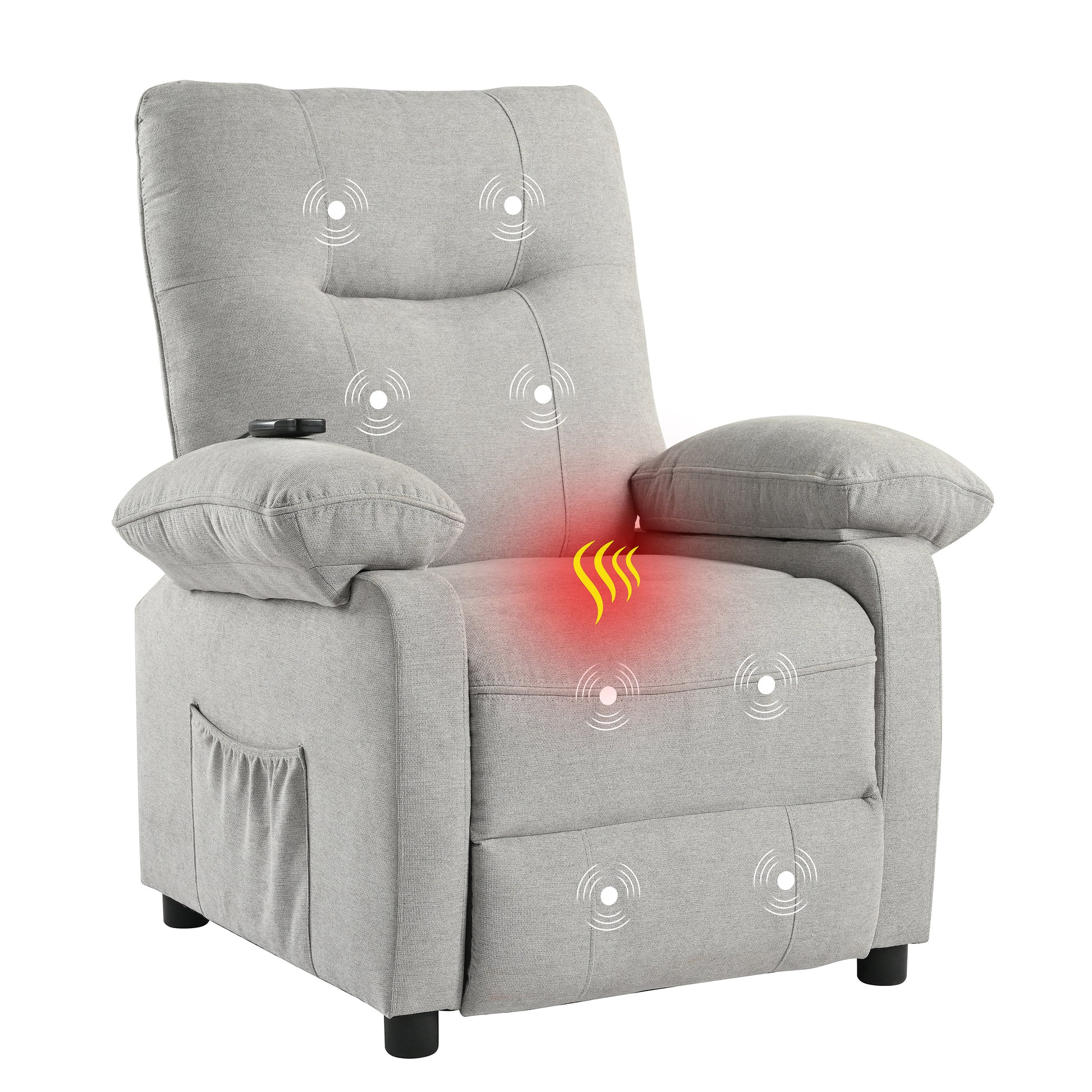 Recliner Chair With Message And Heater, Recliner Chair For Adult, Manual Control Message Chair Grey Steel