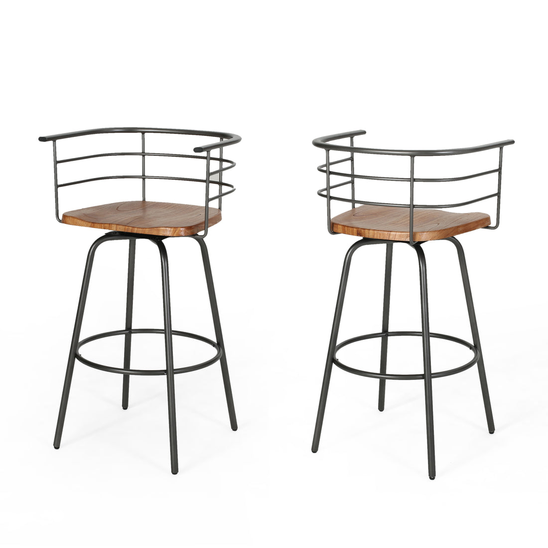 Swivel Barstool Set Of 2 Dark Brown Fabric