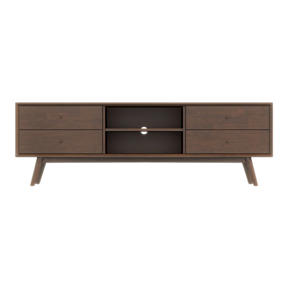 Caroline Mid Century Modern Style Walnut Tv Stand Up To 72" Brown,Dark Brown Brown Primary Living Space 70 79 Inches 70 79 Inches Mid Century Modern 70 Inches Solid Wood