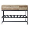 Mankato Oak And Sandy Black Sofa Table Oak Primary Living Space Modern Drawers Rectangular Wood Metal