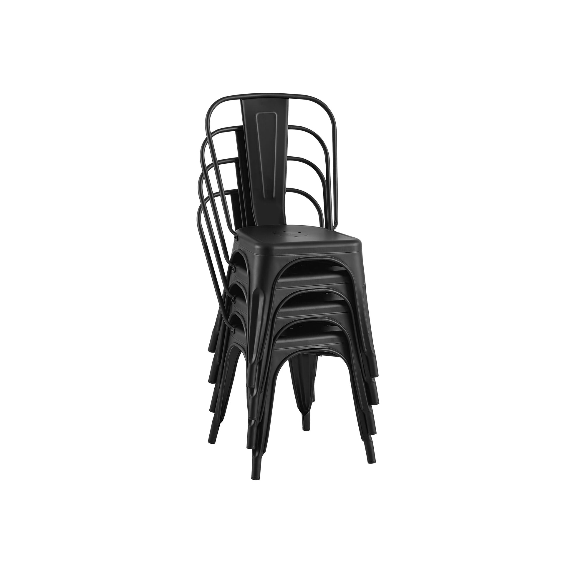 2Pc Modern Matte Black Finish Metal Dining Room Kitchen Bar Chairs Contemporary Aesthetic 18 Inch Seat Height Standard Dining Matte Black Dining Room Wipe Clean Square Contemporary,Industrial,Modern