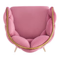 Set Of 2 Luxury Handmade Accent Chair With Gold Legs, Modern Velvet Armchair For Living Room And Bedroom Pink Foam Velvet