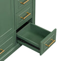 36 Inch Traditional Bathroom Vanity With Resin Sink Combo Set, Green Bathroom Cabinet With Two Doors And Four Drawers Green Bathroom Solid Wood Mdf Resin