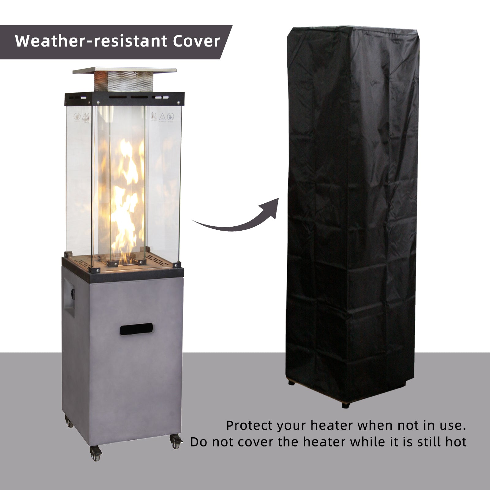 16 Inch X 61 Inch Height Outdoor Propane Gas Fire Heater With Tempered Glass Gray Garden & Outdoor European Magnesium Oxide