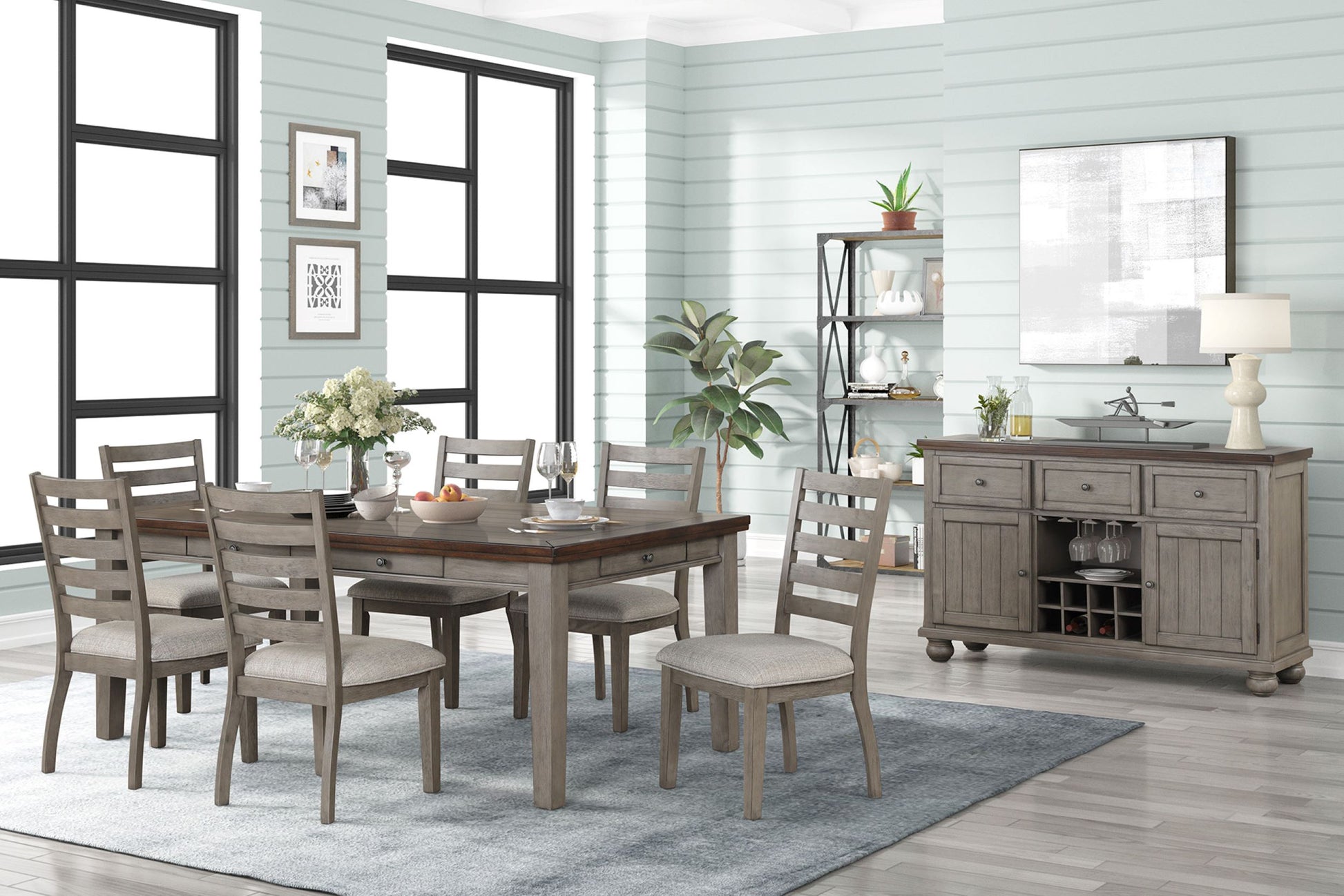 Rustic Two Tone Sever W Powerpack Gray Solid Wood Mdf