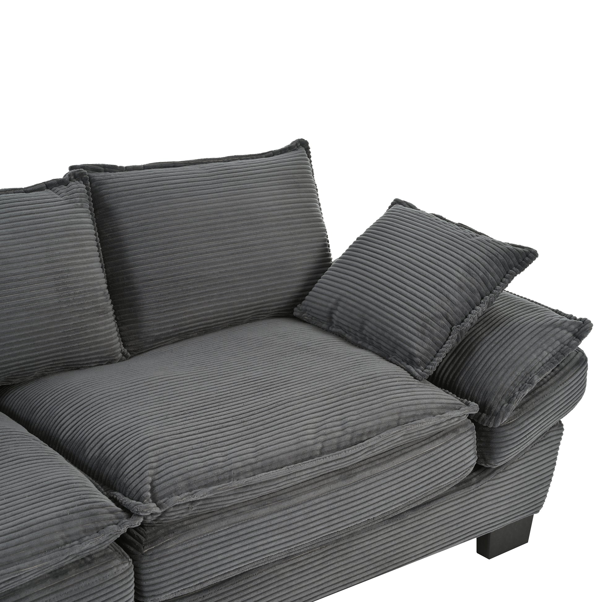 85.4" Modern Curved Sofa, Back Upholstered Couch With 2 Decorative Throw Pillows, Corduroy Fabric Couch For Living Room, Bedroomapartment Gray Corduroy 2 Seat
