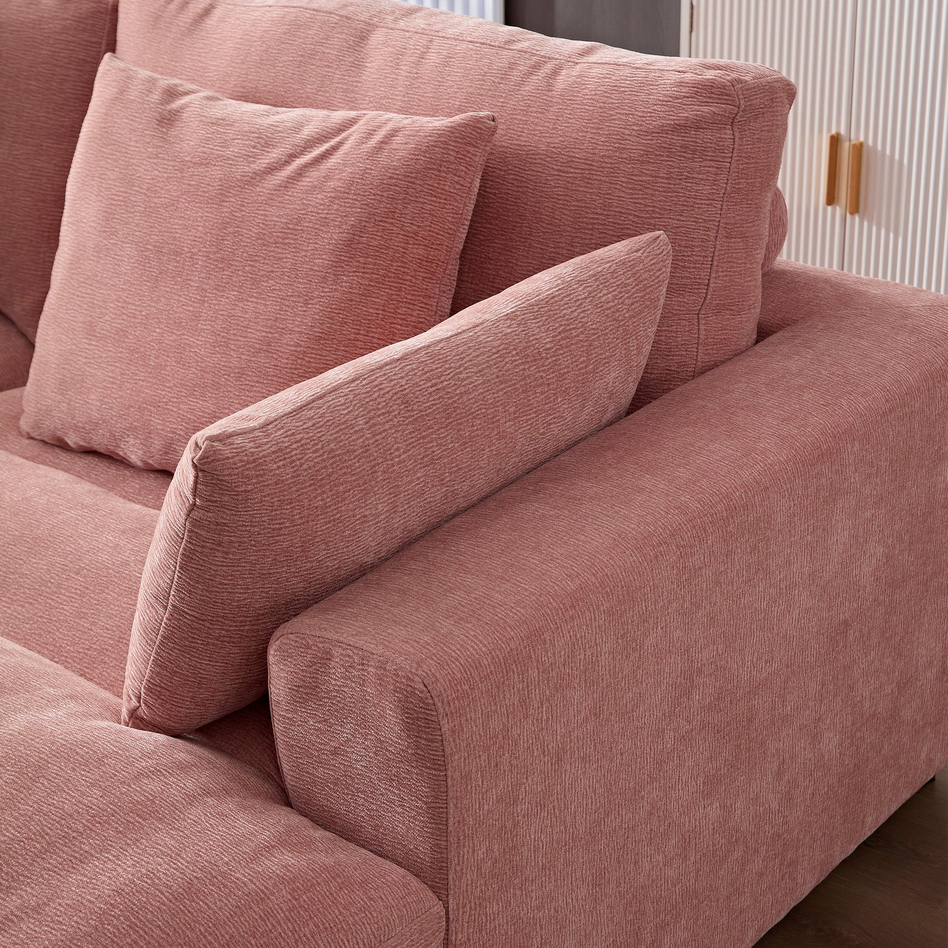 Comfor Daybed With Over Wide Sofa Bed,Modern Design Fabric Beanbag With Arms,Pink Pink Fabric 2 Seat