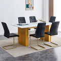 Large Modern Rectangular Table With 0.4 Inch Patterned Tabletop And Large Mdf Table Legs, Suitable For Kitchen, Dining Room, And Living Room 71 