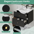 24 Inch Wall Mounted Bathroom Vanity With 2 Drawers Ideal For Small Bathrooms Black Bathroom Mdf