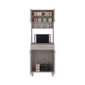 Della 60 Kitchen Pantry With Countertop, Closed & Open Storage Light Gray Gray Kitchen Open Storage Space Modern Particle Board Particle Board