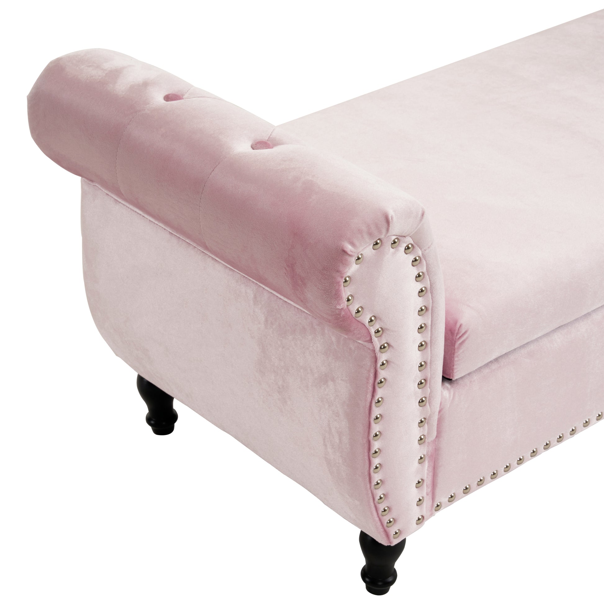 Velvet Multifunctional Storage Rectangular Ottoman Bench With 1 Pillow, Pink Baby Pink Polyester Wood Solid Beige Pine Flip Top Polyester With Storage Velvet