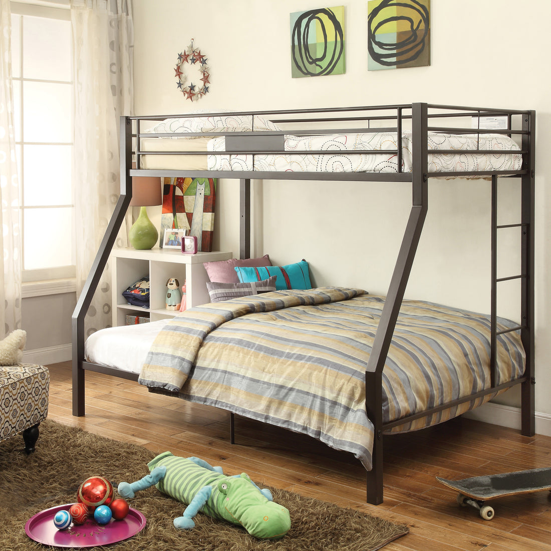 Sandy Brown Bunk Bed Box Spring Not Required Twin Brown Metal Bedroom Contemporary Metal